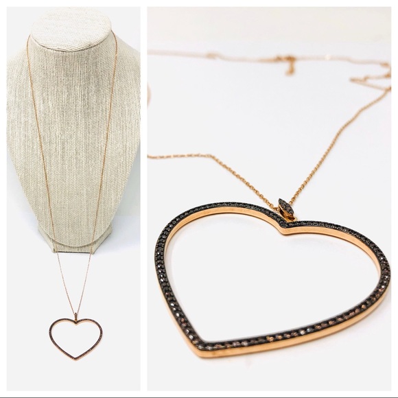 Rose gold sterling silver crystal heart 💖 necklace - Picture 5 of 15